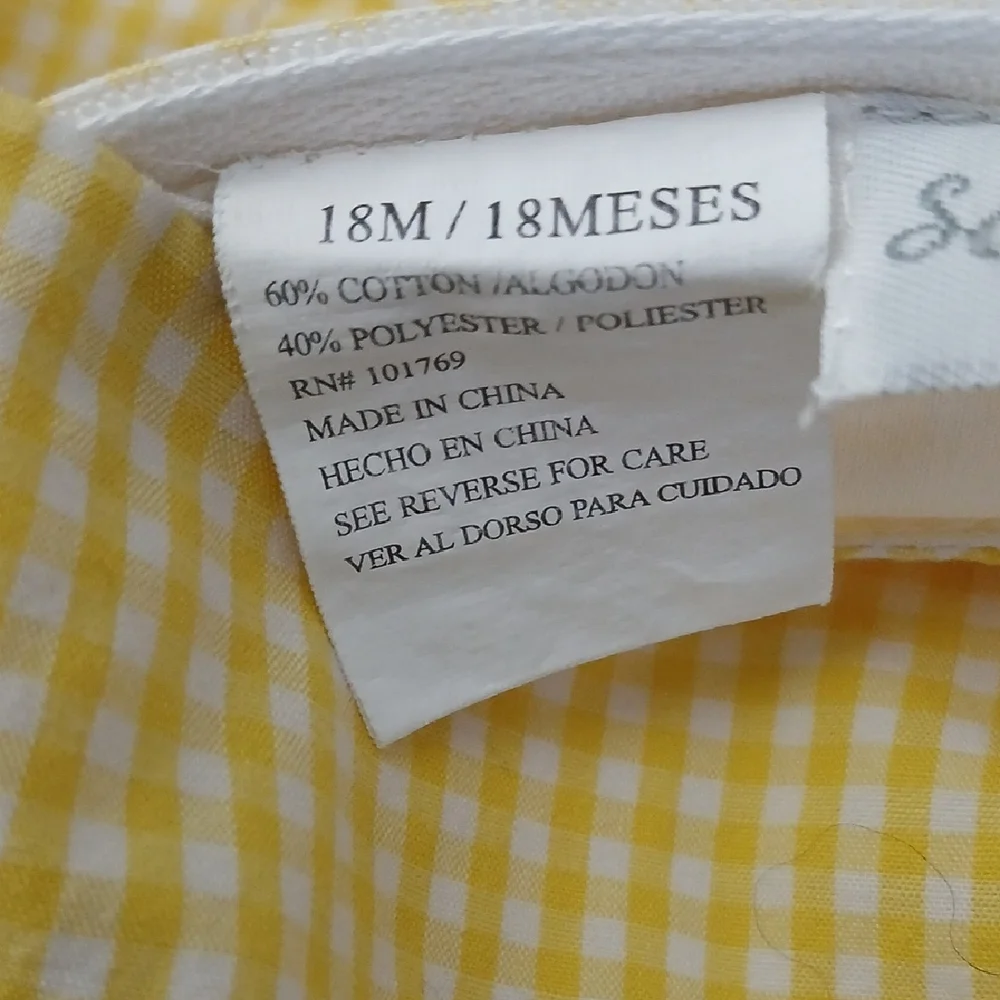 Sophie Rose Yellow Gingham Little Me Blue/White Girls Sun Dresses SZ 18 Mo